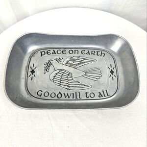 Wilton Armetal "Peace On Earth Goodwill To All" Dove Design Large Silver Tray